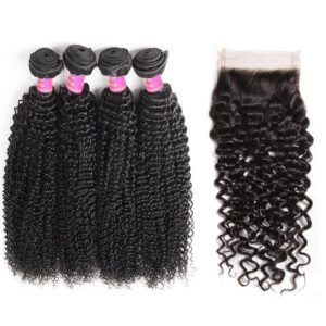 curly 4 bundles with closure