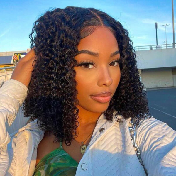 curly-bob-wig-1 Wear and Go Glueless Wigs Human Hair Short Bob Wig Deep Water Wave 4x4 Lace Closure Hair Wigs