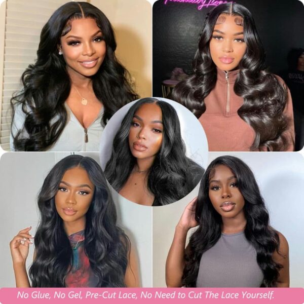Wear and Go Glueless Wigs Pre Plucked Pre Cut 180% Density Body Wave HD Lace Closure Human Wigs for Women